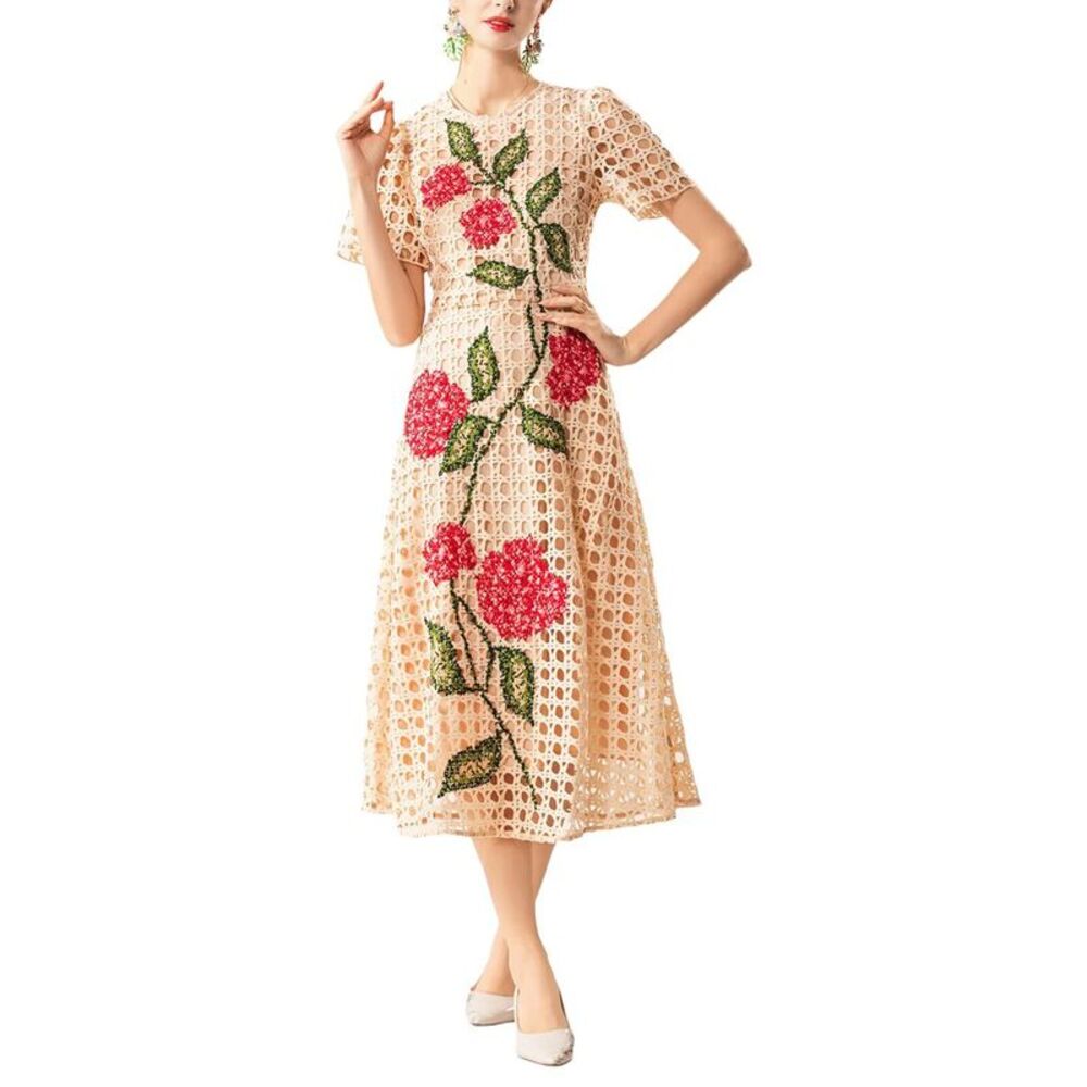 Burryco Womens Short Sleeve Midi Dress